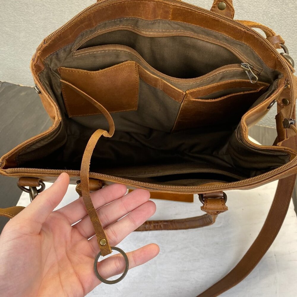 Women's Tote Genuine Excellent Brown Leather Shoulder Lady Purse Crossbody Bag - Picture 10 of 15